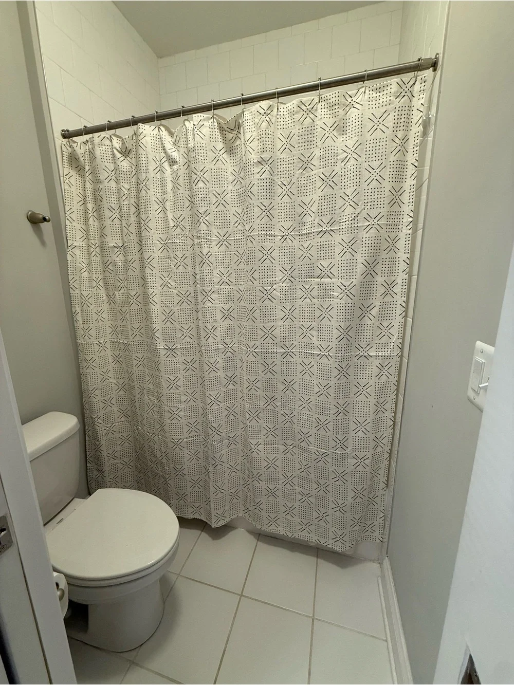 Threshold Neutral Pattern Shower Curtain Cotton Modern Farmhouse